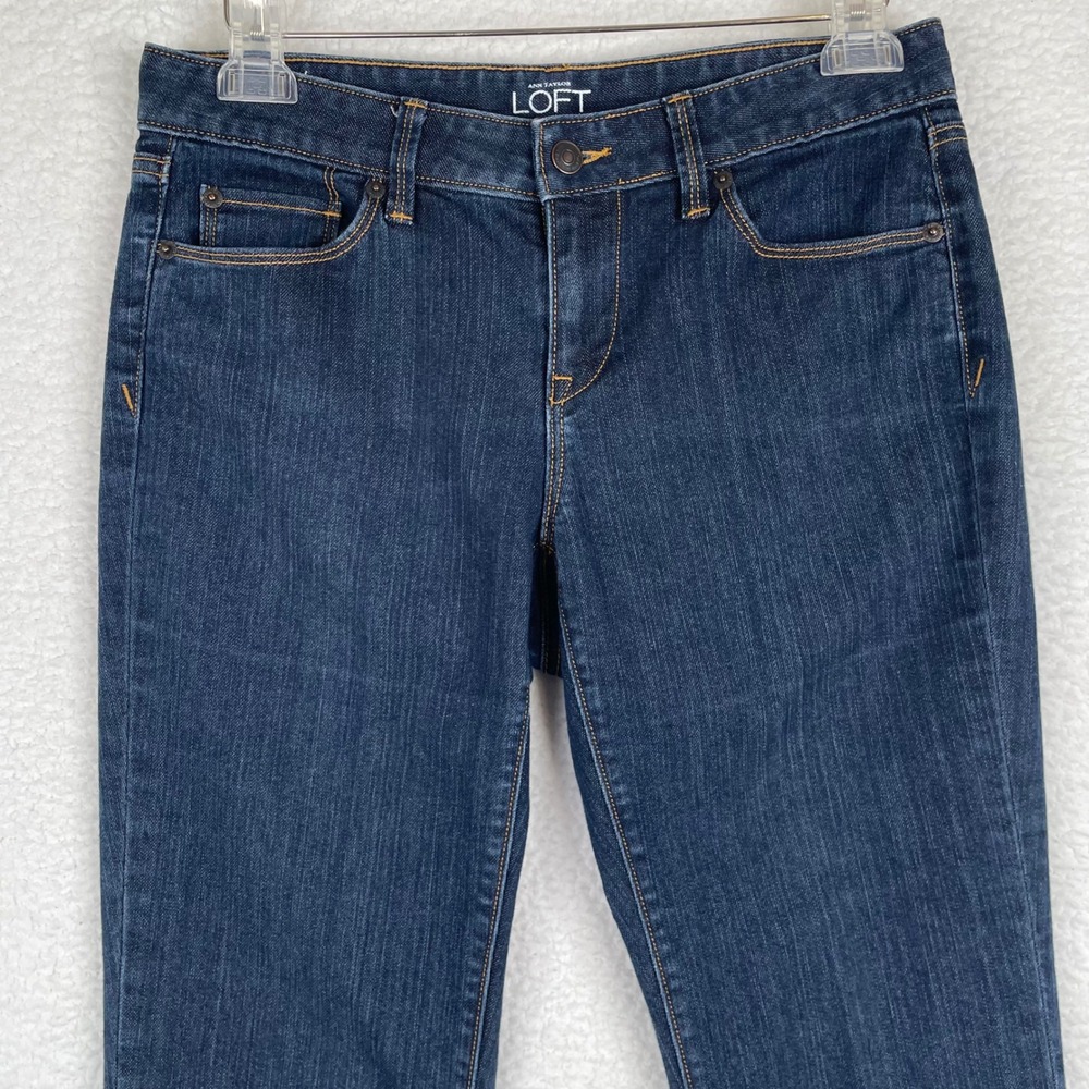 Ann Taylor Loft Curvy‎ Crop Jeans Dark Wash Indigo Stretch Denim Size 4